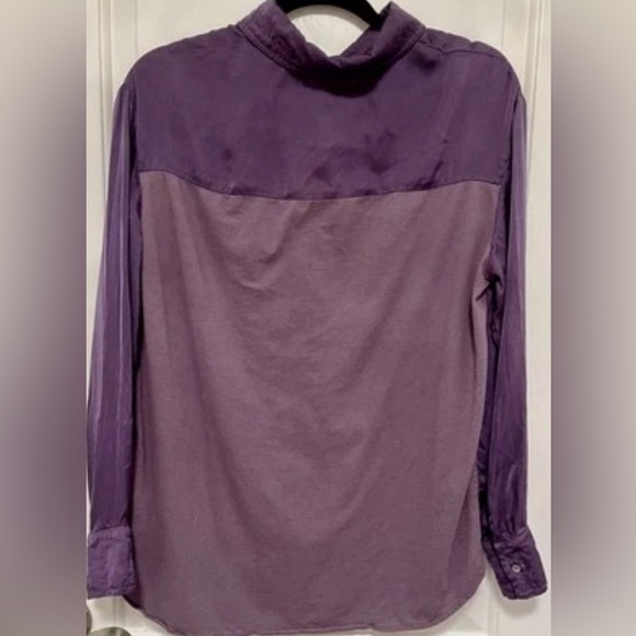 Michael Stars Plum Button-Front Blouse Quiet Luxury‎ Officecore Jewelcore Size M - Picture 4 of 10